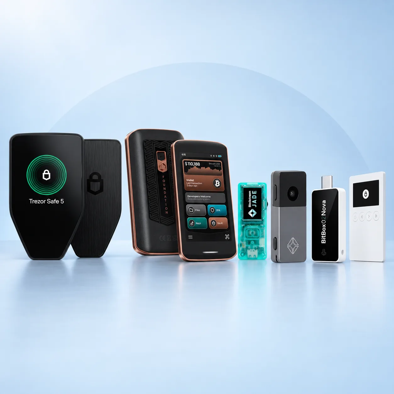 Hardware wallets: Trezor Safe 5, Trezor Safe 7, Foundation Passport, Jade, BitBox02 Nova and more