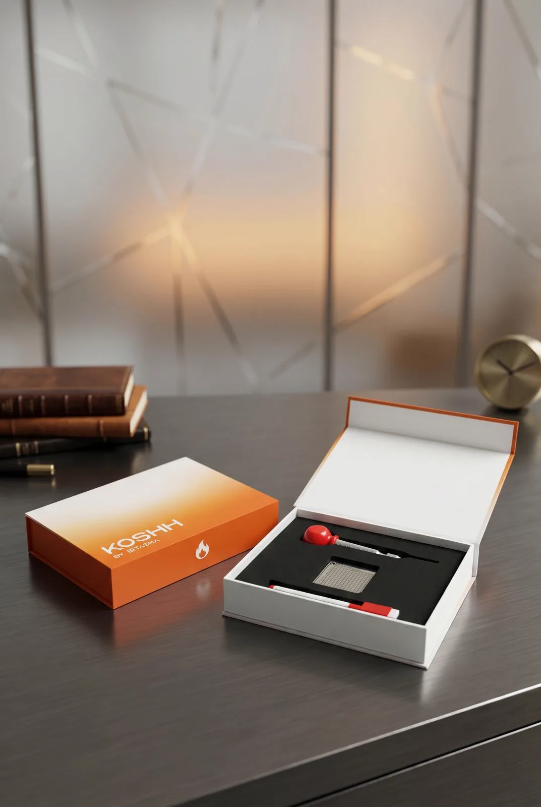 Open Koshh box on a desk